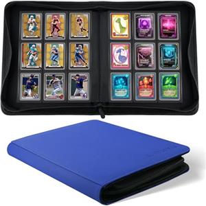 WITHYU Album da Collezione per 288 Toploaders, Grande Capacità 9 Tasche pour Toploader Rigidi, Senza Anelli Compatibile Toploader 76x102 mm per Carte Calcio, Collezione (Blu Scuro)