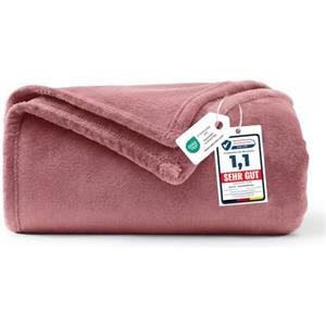 WAVVE Coperta Plaid Divano Pile di Flanella 260gsm - 130x150 cm, Rosa Polveroso - Coperta Letto Singolo 150x130, Copridivano Caldo e Morbido