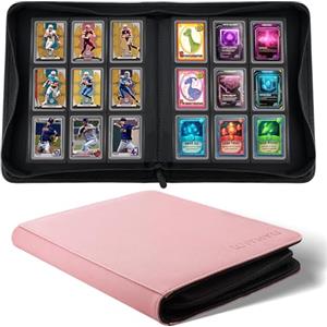 WITHYU Album da Collezione per 288 Toploaders, 9 Tasche Album Toploader, Portatile Senza Anelli - Compatibile Toploader 76x102 mm, per Calcio, Giochi da Collezione (Rosa)