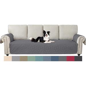 Ystyle Copridivano 4 Posti con Braccioli per Animali, Grigio Chiaro | Universale Copri Divano Senza Schienale, Natalizio Copridivani Antigraffio per Animali Domestici, Sofa Cover Antimacchia