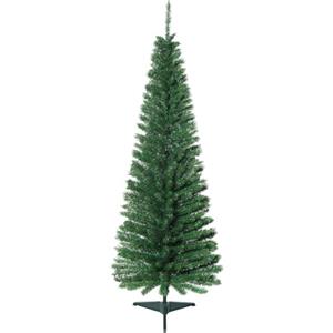 HOMCOM Albero di Natale Slim Artificiale 150 cm, 50x50x150 cm Verde | Albero di Natale Alto e Stretto, Rami Realistici, Base Pieghevole
