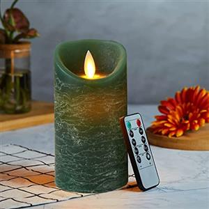 Lonkenn Candele LED Verde, Flickering Flameless LED Candele, Candele a Batteria, con Telecomando, Fiamma danzante, Funzione Timer, Realizzato in Vera Paraffina per Natale Feste Decorazione Matrimonio-10cm