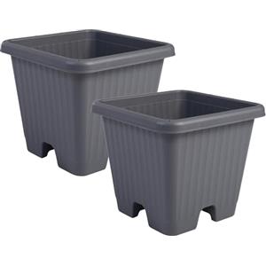 Iris Ohyama, Set da 2 Vaso per piante, fioriera d'aria con sistema di drenaggio dell'acqua per il giardinaggio - Air Vegetable Planter400, Grigi, 38.5W x 33.5H x 38.5Dcm