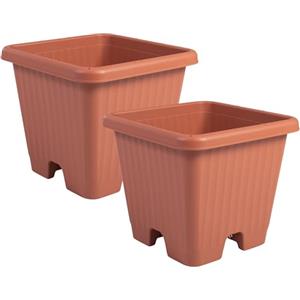Iris Ohyama, Set da 2 Vaso per piante, fioriera d'aria con sistema di drenaggio dell'acqua per il giardinaggio - Air Vegetable Planter400, Marrone, 38.5W x 33.5H x 38.5Dcm