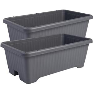 Iris Ohyama, Set da 2 Vaso per piante, fioriera d'aria con sistema di drenaggio dell'acqua per il giardinaggio - Air Vegetable Planter730, Grigio, 73W x 26H x 41D cm
