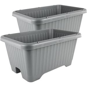 Iris Ohyama, Set da 2 Vaso per piante, fioriera d'aria con sistema di drenaggio dell'acqua per il giardinaggio - Air Vegetable Planter530, Grigio 53W x 26H x 35.5D cm