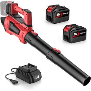 SWBSLL Soffiatore a Batteria, 21V Soffiatore Foglie con 2 X 4,5 Ah Batterie | 5 Velocità & Turbo Modalità, 360km/h, Motore Brushless, Tubo Staccabile, Tracolla, per Giardino, Auto, Neve, Cortile