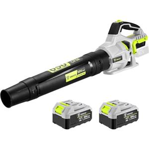 DEKOPRO Soffiatore a Batteria 20V: Soffiatore Elettrico Leggero con 2 Batterie da 4.0Ah e Caricabatterie, 650 CFM, 2 Velocità, 257km/h, per Marciapiedi, Viali, Giardino, Soffiare Foglie e Neve