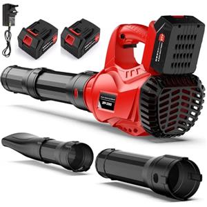 denqir 21V Soffiatore a Batteria, 6 Velocità Soffiatore Elettrico Senza Filo con Motore Brushless 2 Batterie da 4.0Ah, Velocità Aria 310km/h, 2 Ugelli Intercambiabili, Soffiatore Foglie per la Cura del Prato