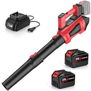 IERAKOR Soffiatore a Batteria 21V, 360 km/h & 2 Batterie 4500mAh | Soffiatore a Batteria Potente, Soffiatore Foglie, Motore Brushless, 5 Velocità + Turbo, 3 Tubi, Tracolla, Compatibile 18V