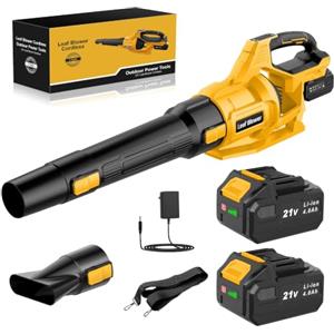 JYGMPRO Soffiatore a Batteria JYGMPRO per Foglie, 21 V, 2 Batterie da 4,0 Ah | Caricabatterie incluso, portata d'aria fino a 3,6 m³/min, 3 velocità, tracolla e 2 ugelli per giardino e terrazza