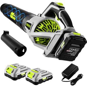 DEKOPRO Soffiatore per Foglie Senza Filo 20V, 2 Batterie 2,0 Ah e Caricabatterie, 3 Velocità, 169km/h, Soffiatore da Giardino per Giardini, Viali, Pulizia Foglie Cadute e Neve Leggera