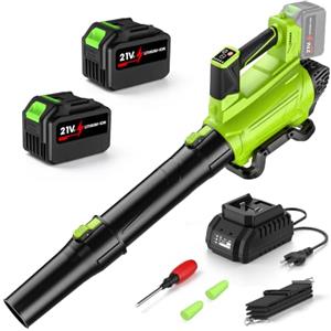 IERAKOR Soffiatore a Batteria Potente con 2 Batterie 6 Velocita | Motore Brushless 4815, 225 km/h, 6 Velocità, Doppio Tubo, 2 Batterie 4.5 Ah, Senza Aspirazione, per Giardino e Auto