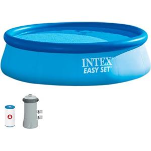 Intex 28132NP - Piscina Fuori Terra Easy Set Rotonda, Pompa Filtro 2006 L/h, 5621 L, PVC, Azzurro, 366x76 cm