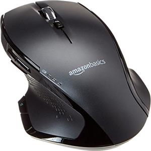 Amazon Basics Mouse wireless ergonomico full-size con scrolling rapido, Nero