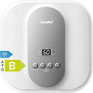 COMFEE' COMFEE Scaldabagno Elettrico 30L Sopra Lavello ad Accumulo Wifi Connect | Serbatoio Titanio Anticorrosione, Super Riscaldamento +18% (Capienza 3 Persone), 4 Sicurezze, Timer Smart, Bianco Con Grigi