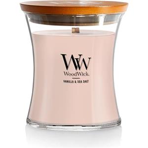 WoodWick candela profumata a clessidra media con Pluswick InnovationVaniglia e sale marino