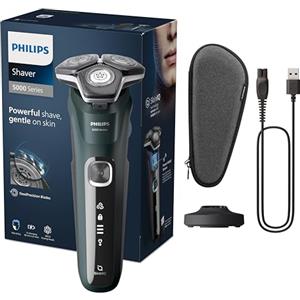 PHILIPS Rasoio elettrico Serie 5000 con tecnologia SkinIQ, Wet&Dry, rifinitore, base di ricarica, custodia (modello S5884/35)