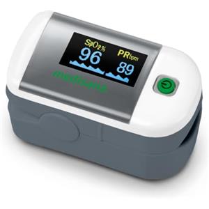 Medisana PM 100 pulsossimetro da dito, pulsometro professionale | misura della saturazione di ossigeno nel sangue, con display OLED e funzionamento one-touch