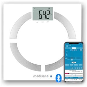 medisana BS 444 connect bilancia pesapersone digitale con app | bilancia impedenziometrica, misurazione di peso, grasso corporeo, massa muscolare, acqua corporea, con app, fino a 180 kg