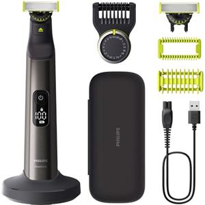 Philips OneBlade Pro 360 Autentico Regolabarba elettrico per viso e corpo, rasoio e depilatore, 2x 360 lame, pettine a 14 lunghezze, kit per il corpo, base di ricarica, custodia da viaggio, QP6652/30