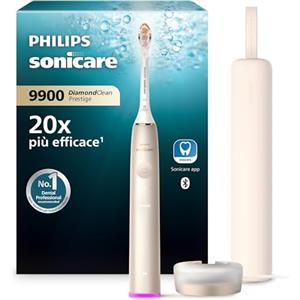 Philips Sonicare DiamondClean Prestige 9900 - Spazzolino elettrico sonico con 1 testina Premium All-in-One A3 e custodia di ricarica champagne modello HX9992/11