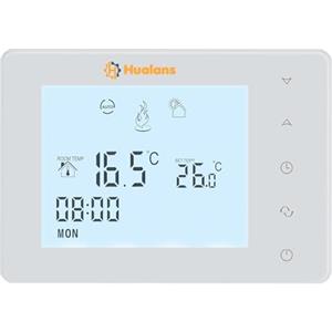 HUALANS Termostato a batteria per caldaia a gas,Termostato Caldaia Programmabile 2 fili da Parete, Cronotermostato Settimanale Digitale (Batterie escluso)(NO WIFI)