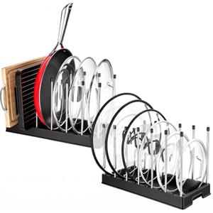 Lifewit Porta Coperchi Per Cucina, Porta Coperchi Pentole Salvaspazio Con 8 Scomparti, Adatto Per Coperchi, Casseruole, Taglieri, Piatti 32,3x15,1x19,5 cm confezione da 2