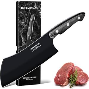 Dream Reach Coltello da Cucina, Coltello da Chef Professionale Adatto per Tagliare Carne, Pesce, Verdura e Frutta, Acciaio Inossidabile ad Alto Tenore di Carbonio, Manico in Legno Ergonomico