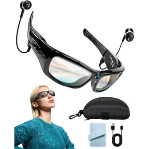 KLYMER Occhiali con Telecamera, 1080P Occhiali Smart con con Bluetooth | Registrazione di 120 minuti, Supporto Foto/Video, Occhiali Fotocamera Per Ciclismo, Camera Glasses per Uomo Donna