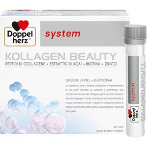 Doppelherz system KOLLAGEN BEAUTY, Collagene da Bere per la Pelle, 30 Fiale | I peptidi di collagene aiutano a ridurre le rughe e le linee sottili e favoriscono l'elasticità della pelle, Pronto da bere