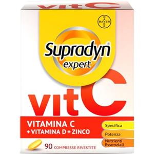 Supradyn Expert Vitamina C 1000 mg, D, Zinco, Sistema immunitario, 90 cpr | Integratore Difese Immunitarie Adulti 18+, Vitamina C Alto Dosaggio, Metabolismo Energetico, 1 al Giorno, Scorta 3 Mesi
