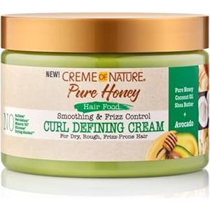 Creme of Nature, Pure Honey Hair Food Avocado, Crema Modellante con Olio di Avocado e Miele, Definisce e Nutre i Ricci, Trattamento per Capelli Ricci e Crespi, Senza Risciacquo, 326ml
