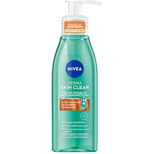 NIVEA Derma Skin Clear Gel Detergente Viso Anti-Imperfezioni 150 ml, Detergente viso pelle grassa e mista con Acido Salicilico, Sale Marino e Niacinamide, Detergente schiumogeno viso purificante
