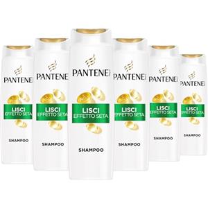 Pantene Pro-V Lisci Effetto Seta Shampoo 6x300ml per Capelli Crespi e Opachi, Deterge Delicatamente e Protegge i Legami del Capello, Senza Siliconi, Olio Minerale, Coloranti, Con Active Nutri-Plex