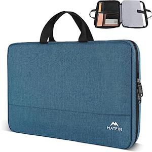 MATEIN Custodia PC 15,6 Pollici con Maniglia, Borsa Leggera Apertura a 180° | Borsa Laptop con Tasche per Accessori, Idrorepellente e Antiurto, Adatta per HP Lenovo MacBook Dell ASUS Acer, Blu Ciano