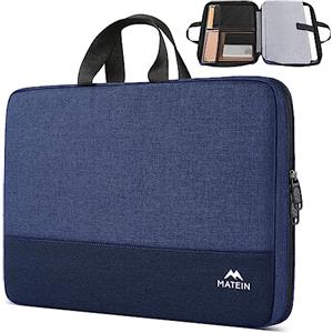 MATEIN Custodia PC con Maniglia, Borsa Leggera Apertura a 180° | Borsa Laptop con Tasche per Accessori, Resistente all'Acqua e Antiurto, Adatta per HP Lenovo MacBook Dell ASUS Acer