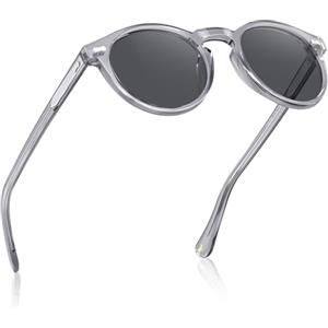 Carfia Retro Occhiali da Sole Uomo Polarizzati Rotonda Occhiali CA5288L | Occhiali Unisex per Uomo e Donna, Struttura in Acetato e Protezione UV400, HD Lenti polarizzate TAC, Design Classico, Unisex