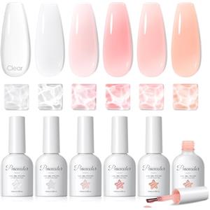 PEACECOLOR Smalto Semipermanente Unghie 6x10ml Set Colori Nude Trasparente | Set 6 smalti semipermanenti 10ml. Colori nude, rosa. Lunga durata e brillantezza. Polimerizza con UV/LED. Nail art facile.