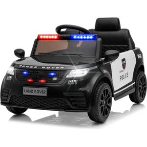 LALAHO Macchina Elettrica Per Bambini Auto di polizia 12V | Doppio motore 25W*2,telecomando 2.4G,Telecomando 2.4G,LED,MP3,design esclusivo di macchina di polizia