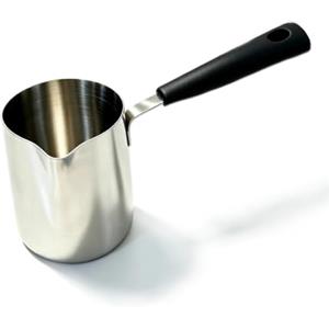 KINHARD 350 ml Bollilatte Acciaio Inox, Bollilatte in Acciaio Inossidabile | Teiera Resistente Calore per Caffè con Manico Lungo, per Caffè, Latte, Tè, è Facile da Pulire, Pratica da Usare