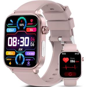 Marsyu 2026 Smartwatch Donna con ECG/HRV/Pressione Sanguigna/Emozioni/Acido Urico | 1,96"Orologio Salute con Sonno/BMI/Cardiofrequenzimetro/Temperatura Corporea/Fatica/Chiamata/Pulsante SOS, IP68, iOS Android