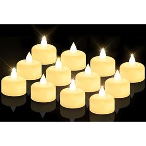 CNMTCCO Confezione da 12 candele LED senza fiamma a batteria, candele finte elettriche con luce tremolante bianca calda per portacandele, decorazioni per Natale, matrimonio, festa e casa