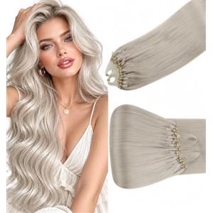 Hetto Extension Capelli Veri Microring Lunghezza per Acconciature 50ciocche | Biondo bianco, Appuntamenti e serate in compagnia, Dettagli cromatici nella pettinatura, Punte dall'aspetto pieno, 30cm 40g