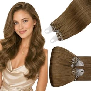 Hetto Extension Microring Capelli Veri Giunzioni Sobrie 50ciocche 50g | Volume mirato nelle zone desiderate, Castano chiaro cenere, Giornate lavorative in ufficio, Punte dall'aspetto pieno, 35cm