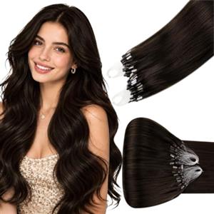 Hetto Extension Capelli Veri Microring Aggiunta di Volume 50ciocche #2 | Umani Remy per chignon da acconciare, Castano scuro, Giornate lavorative in ufficio, Quantità personalizzata, 30cm 40g