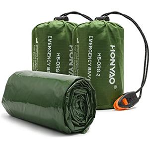 HONYAO Sacco a Pelo d'Emergenza, Coperta di Sopravvivenza Riutilizzabile, Coperta di Isolamento Termico di Primo Soccorso per Outdoor Campeggio Trekking Viaggiare