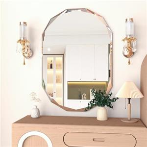 NEUWEABY Specchio da bagno da parete, 61 x 90 cm specchio ovale da bagno, specchio da bagno con bordo smussato irregolare, specchio da parete con bordo smussato, specchio decorativo da parete senza