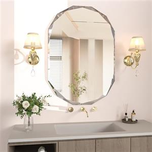 NEUWEABY Specchio da bagno da parete, 50 x 71 cm specchio da bagno con bordo smussato irregolare, specchio da parete con bordo smussato, specchio decorativo da parete senza cornice