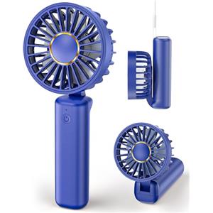 Hssio Mini ventilatore portatile da scrivania, pieghevole, 1800 mAh, rapporto di 180°, 3 velocità, ultra silenzioso, lunga autonomia, piccole ventole di raffreddamento personali, Blu